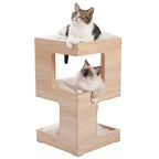 Modern 3-Level Cat Tree with Scratching Pads and Removable Cushion