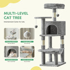 44 inch Multi-Level Cat Tree Tower with Natural Sisal Scratching Posts