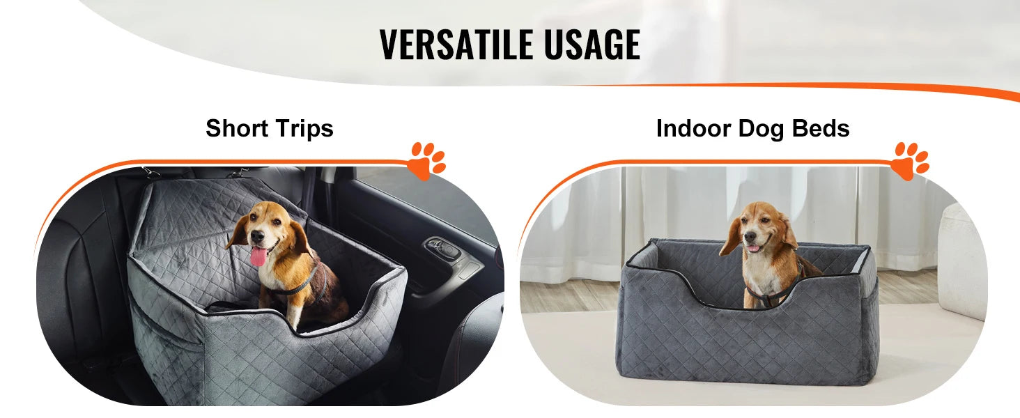 Dog Car Booster Seat - Sofa-Style Travel Bed for Medium to Large Dogs up to 55 lbs