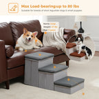 3-Tier Foldable Pet Stairs with Storage - Non-Slip Steps for Small Dogs and Cats