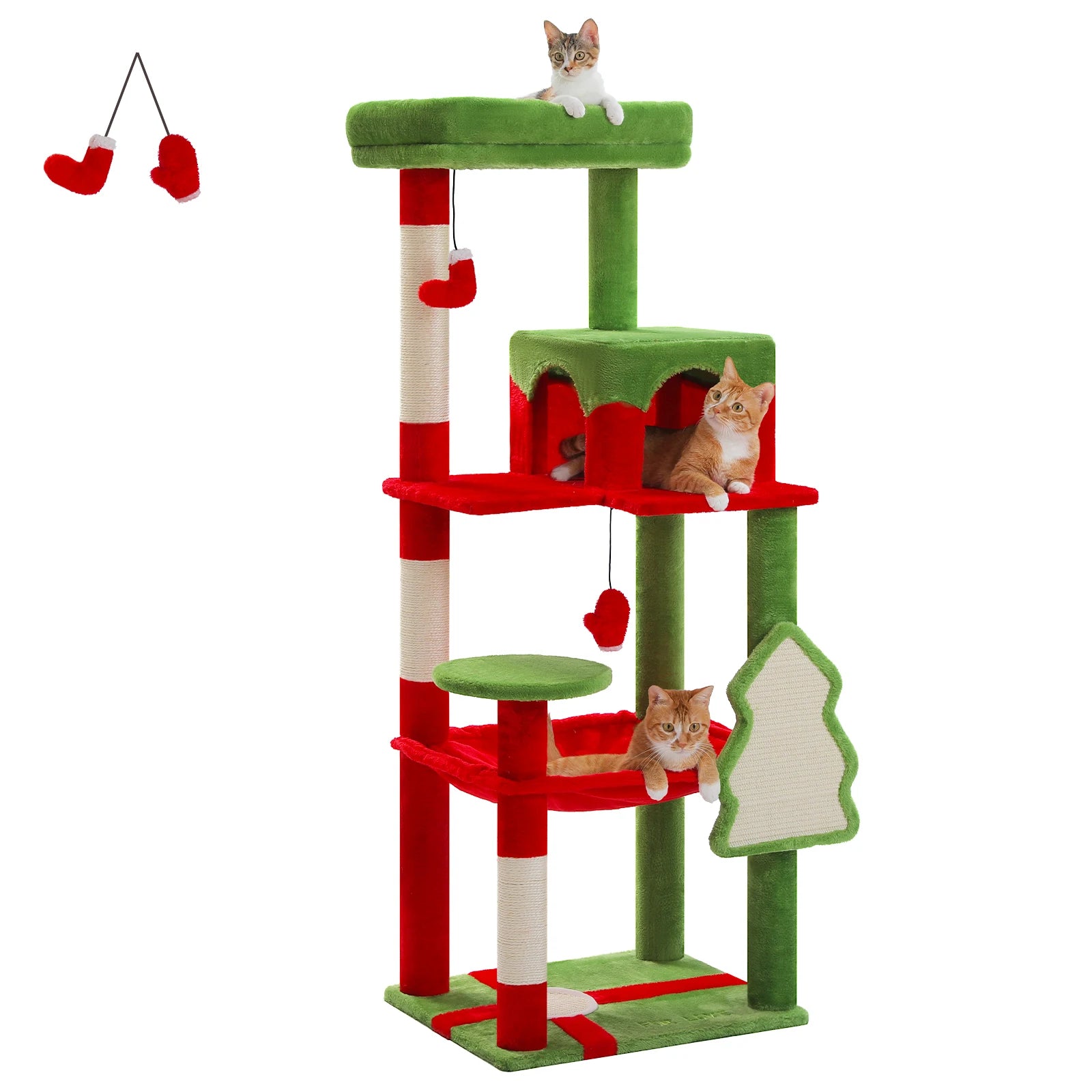 72 inch Christmas Cat Tree Tower - Large Multi-Level Condo with Sisal Posts