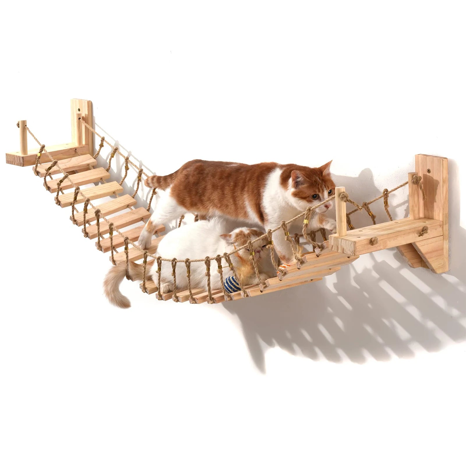39.4" Wall-Mounted Cat Bridge with Sisal Rope Steps