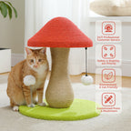 Mushroom Cat Scratching Post with Sisal and Pompom Toys