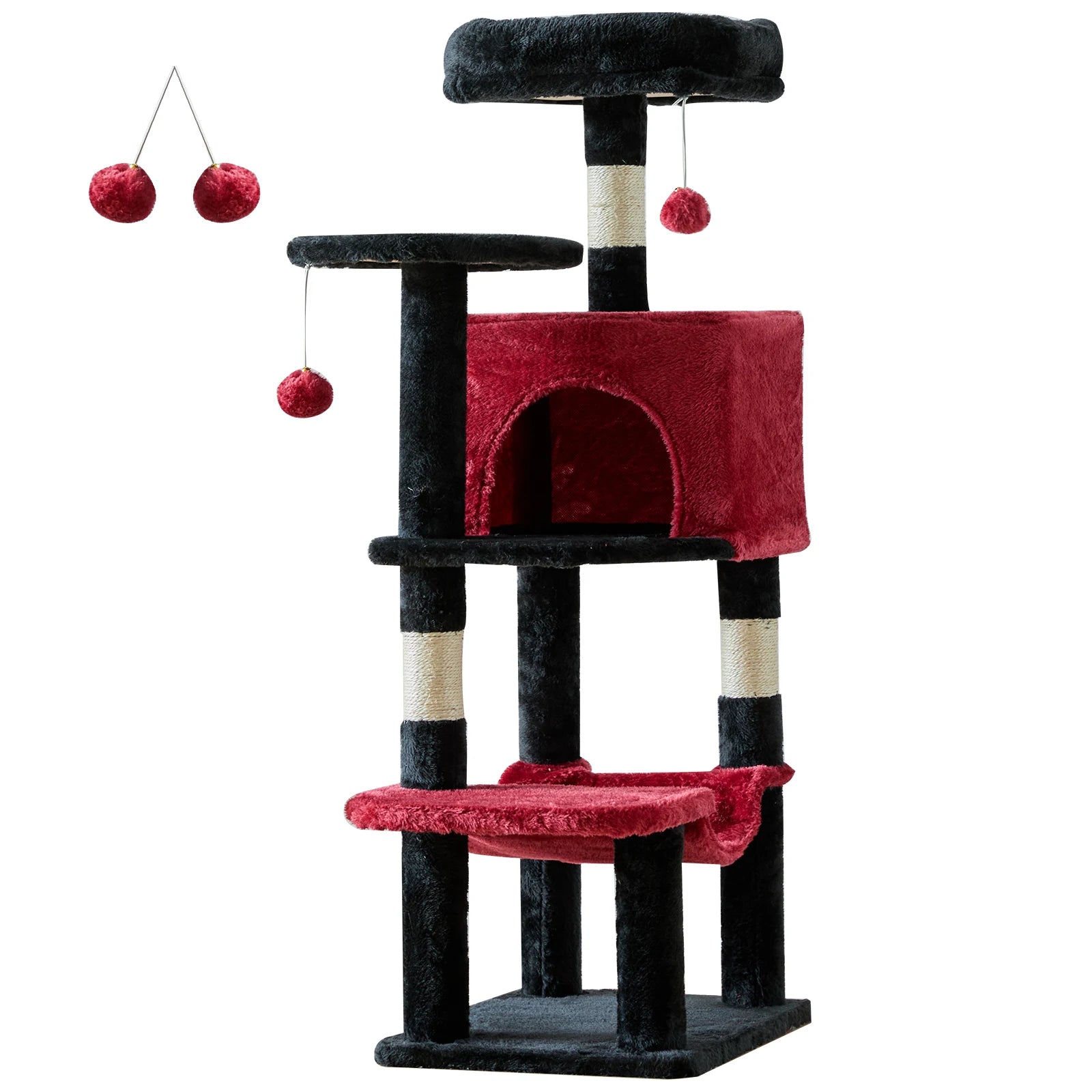 44 inch Multi-Level Cat Tree Tower with Natural Sisal Scratching Posts