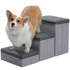 3-Tier Foldable Pet Stairs with Storage - Non-Slip Steps for Small Dogs and Cats