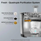 Stainless Steel Cat Water Fountain - 1.5L with LED Window and Dishwasher Safe Design