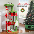 72 inch Christmas Cat Tree Tower - Large Multi-Level Condo with Sisal Posts