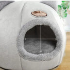 Cat Ears Hooded Pet Bed - Warm Plush Cave for Small to Large Cats