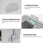 Foldable Cat Litter Box with Front Entry and Top Exit - Includes Massager and Scoop