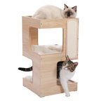 Modern 3-Level Cat Tree with Scratching Pads and Removable Cushion