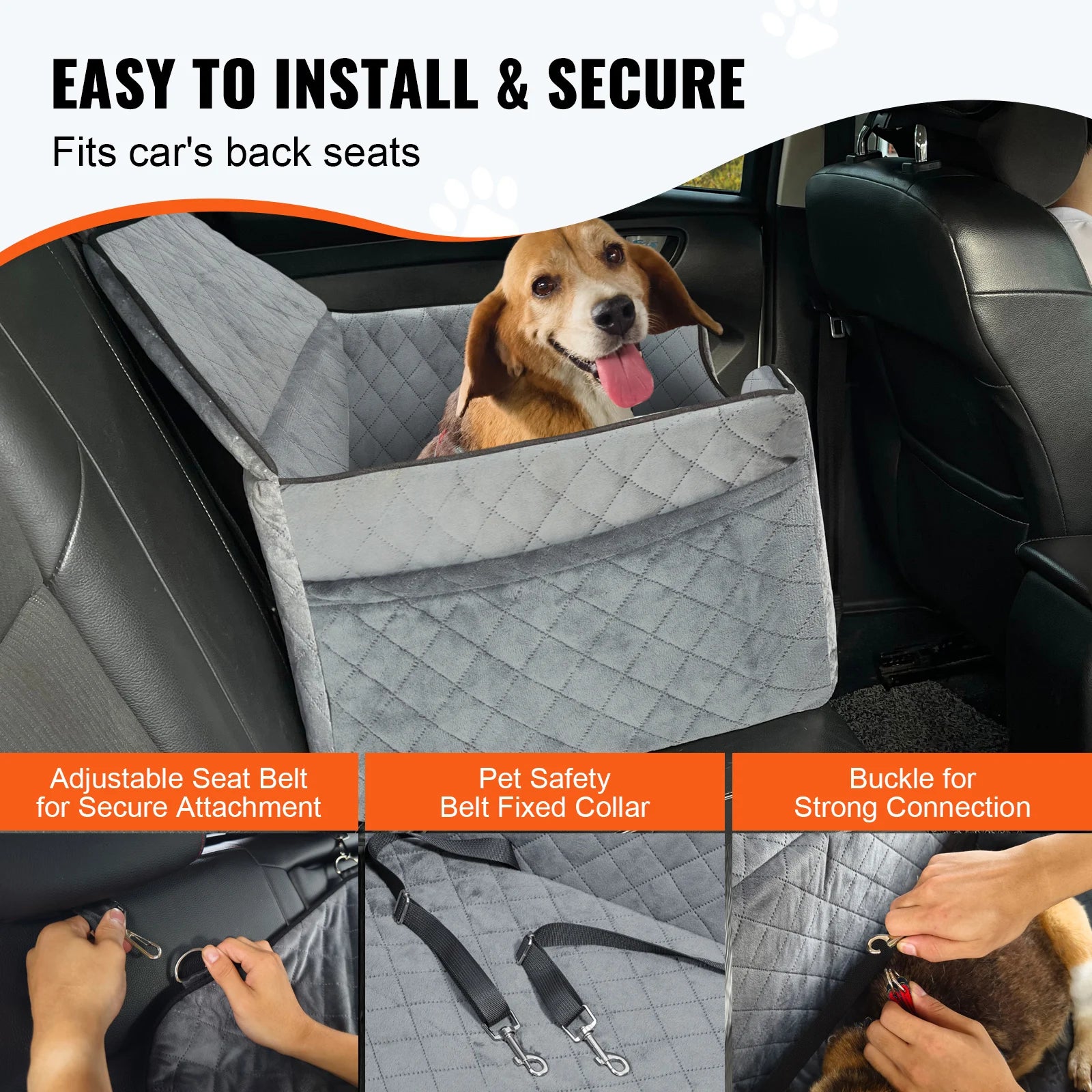 Dog Car Booster Seat - Sofa-Style Travel Bed for Medium to Large Dogs up to 55 lbs