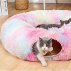 Plush Cat Tunnel Bed - 2-in-1 Play and Sleep Design