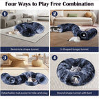 Plush Cat Tunnel Bed - 2-in-1 Play and Sleep Design