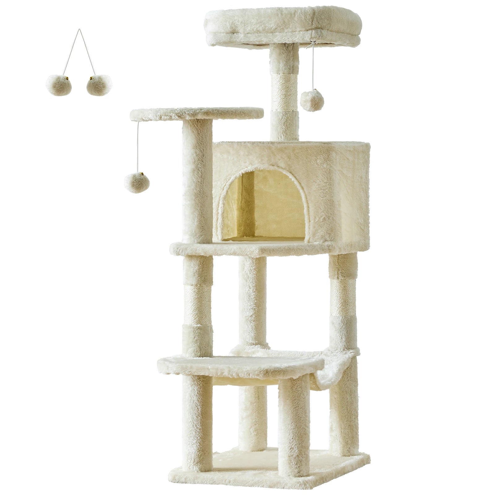 44 inch Multi-Level Cat Tree Tower with Natural Sisal Scratching Posts