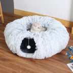 Plush Cat Tunnel Bed - 2-in-1 Play and Sleep Design