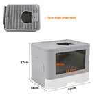 Foldable Cat Litter Box with Front Entry and Top Exit - Includes Massager and Scoop