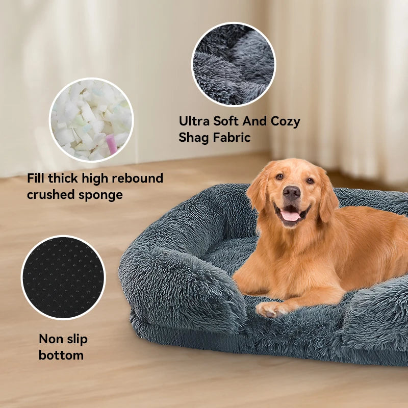 Orthopedic Dog Bed for Large Dogs - Egg Crate Foam with Removable Plush Cover