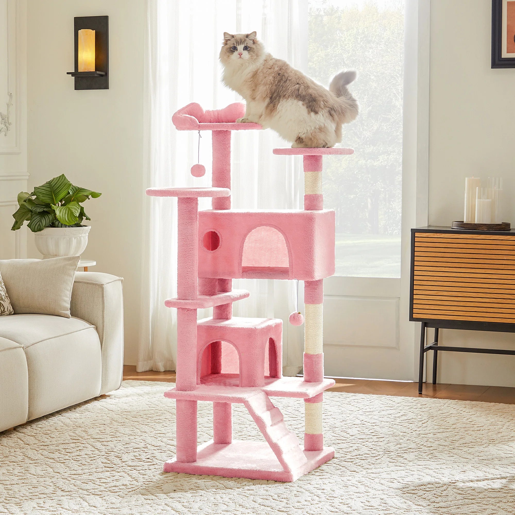 54" Multi-Level Cat Tree Tower with Sisal Scratching Posts