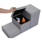 3-Tier Foldable Pet Stairs with Storage - Non-Slip Steps for Small Dogs and Cats