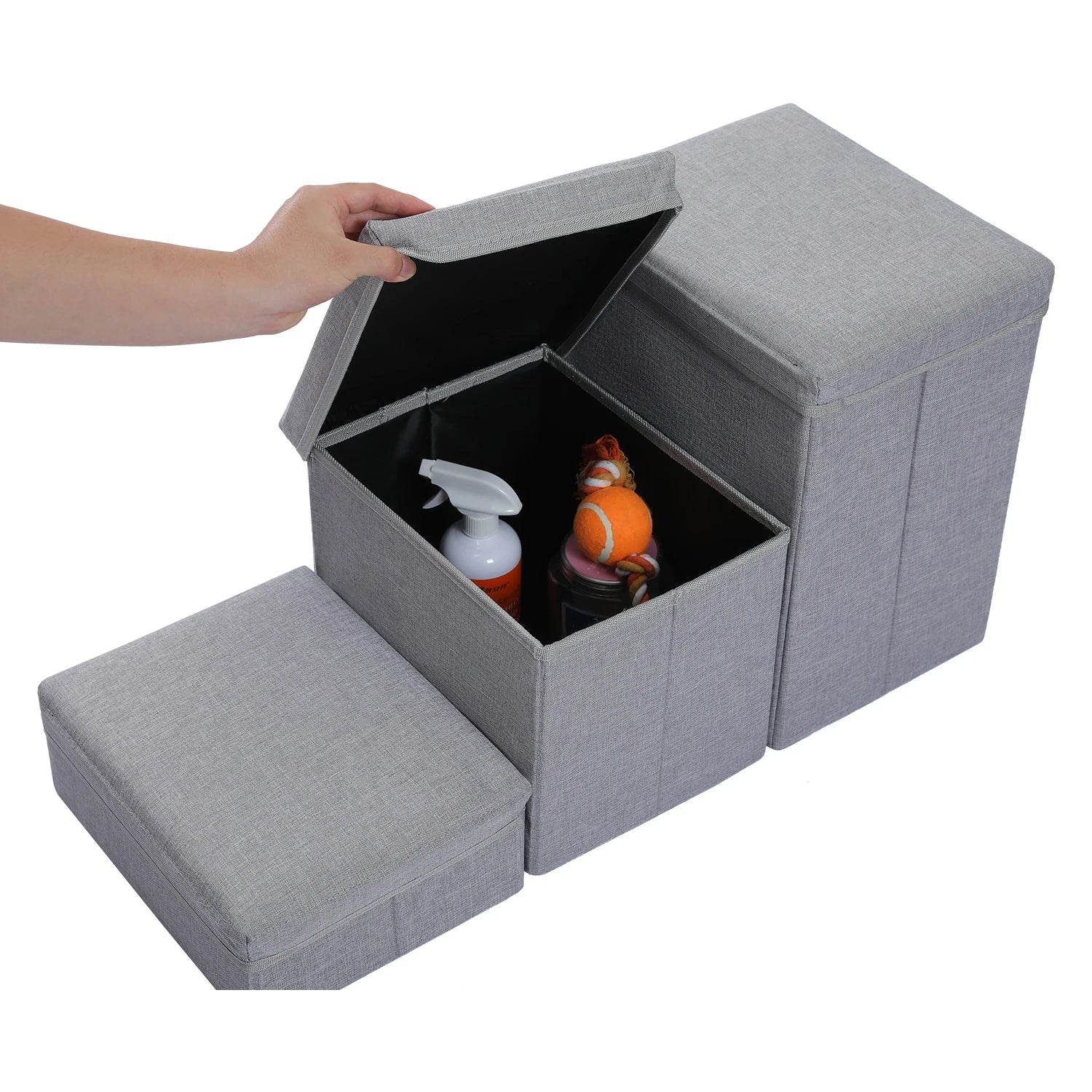 3-Tier Foldable Pet Stairs with Storage - Non-Slip Steps for Small Dogs and Cats