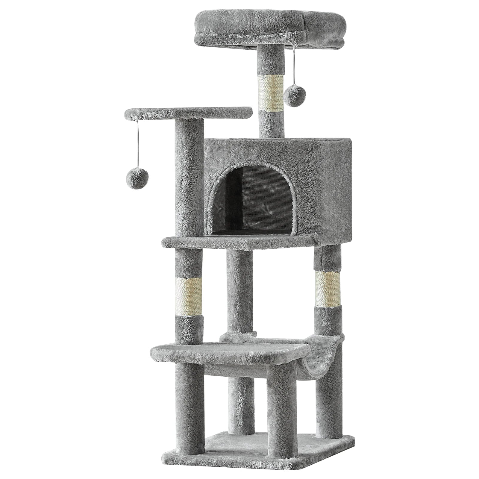 44 inch Multi-Level Cat Tree Tower with Natural Sisal Scratching Posts