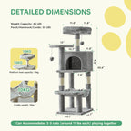 44 inch Multi-Level Cat Tree Tower with Natural Sisal Scratching Posts