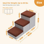 3-Tier Foldable Pet Stairs with Storage - Non-Slip Steps for Small Dogs and Cats