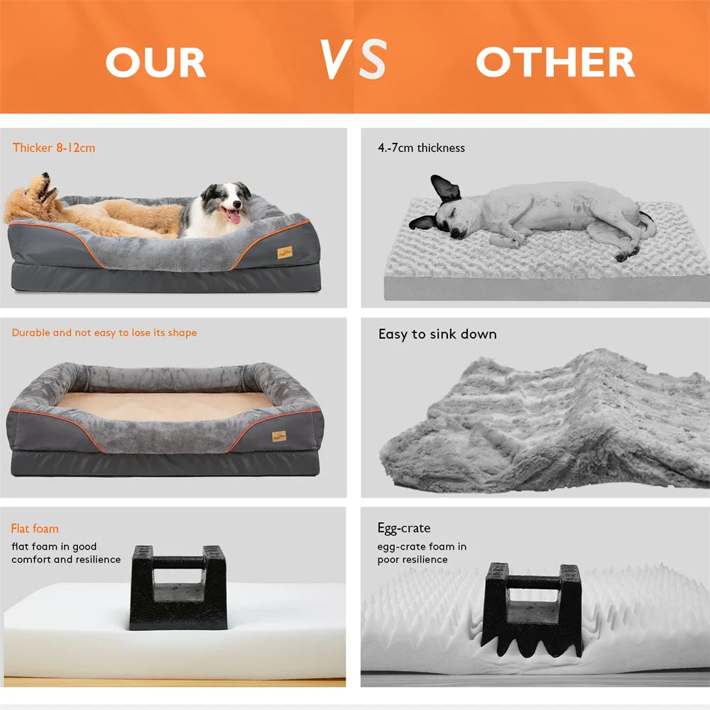 Jumbo Orthopedic Dog Bed - Memory Foam Sofa with Waterproof Removable Cover