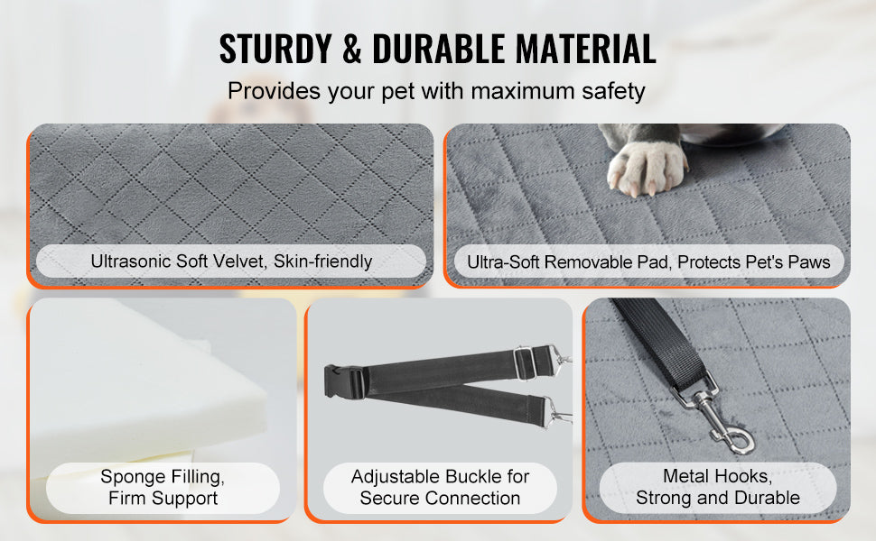 Dog Car Booster Seat - Sofa-Style Travel Bed for Medium to Large Dogs up to 55 lbs